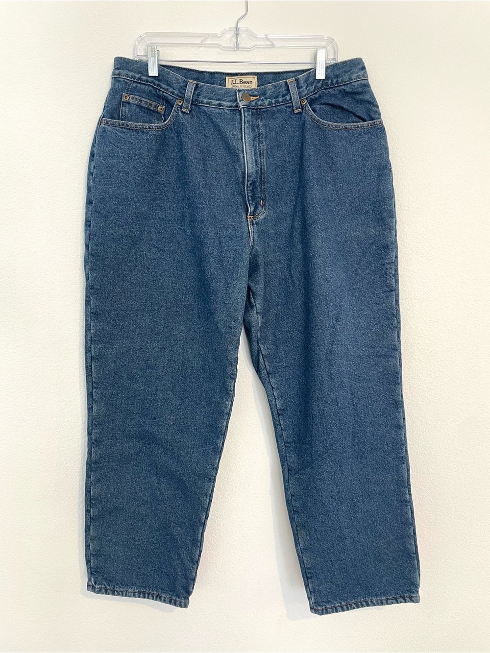 L.L. Bean Fleece Lined Women’s 18P Relaxed Fit Dark Blue Denim Jeans 211399
